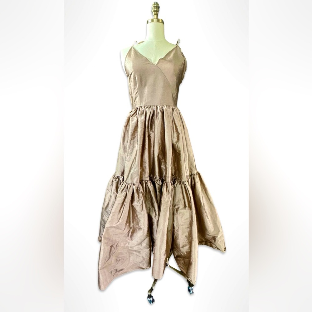 Anthropologie Tiered V Neck Maxi Dress